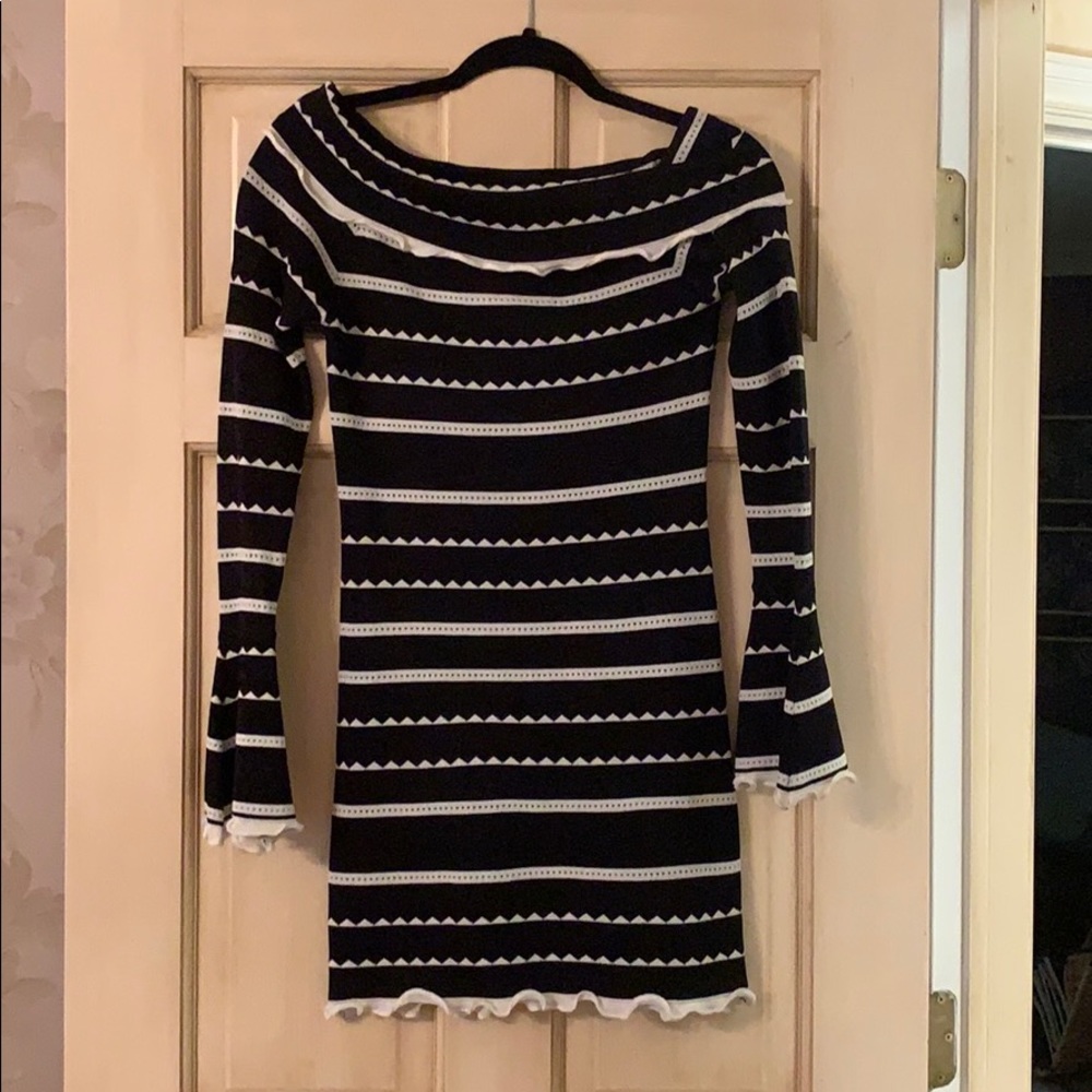 black and white off the shoulder dress worn once